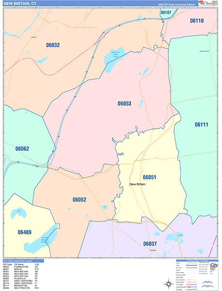 New Britain, CT Zip Code Map